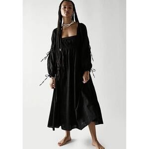 NWOT Free People Dreamweaver Bohemian Midi Dress with Tie Details